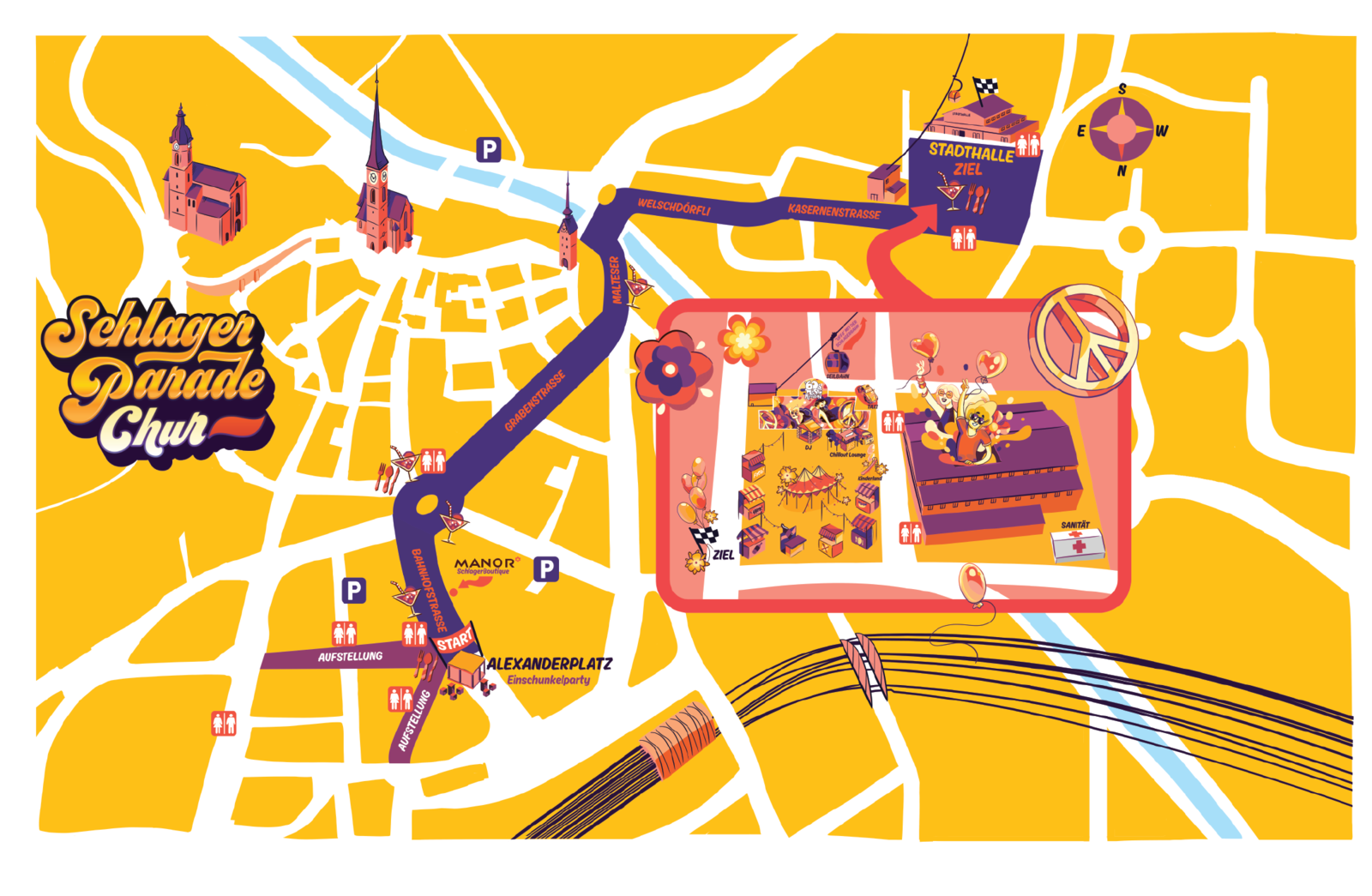 Die Umzugsroute der Schlagerparade 2022 - für weitere Informationen auf das Bild klicken.