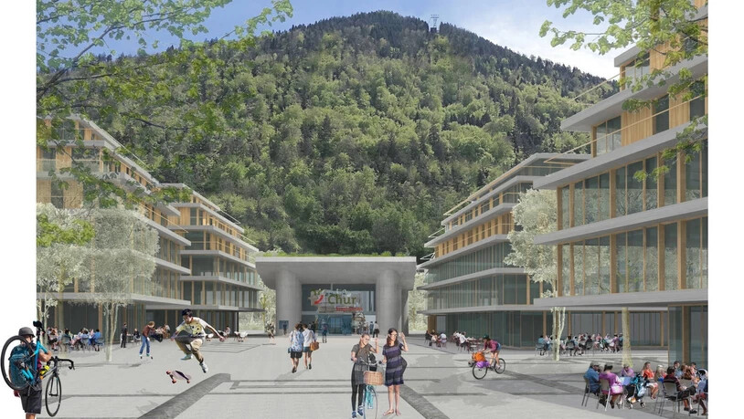 Zukunftsmusik: Blick von der Kasernenstrasse auf die neue Talstation der Brambrüeschbahn.