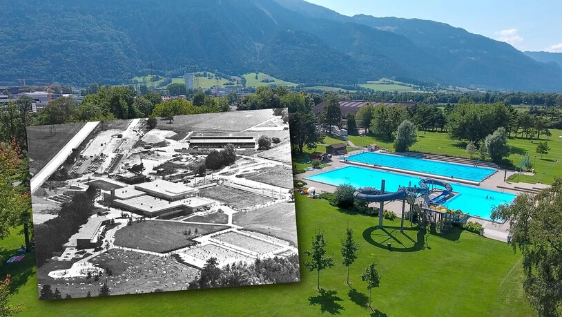 Freibad Obere Au in Chur: Vergleich von 1975 und heute.