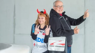 Renata Dominioni und Hans Schmocker: Die beiden Fans von Alligator Malans und Chur sind bereit für das Derby. 