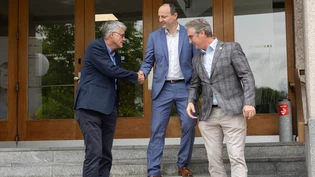Wird aus dem Dreikampf ein Duell? Ruedi Schwitter (GLP, von links) und Samuel Zingg (SP) werden sich in den kommenden Tagen besprechen, ob einer der beiden seine Kandidatur zurückzieht. Fridolin Staub (SVP) belegte im ersten Wahlgang klar die Spitze.