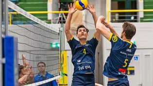«Nur» zwei Punkte: Gianluca Ablondi (Nummer 4) und Luis Lange bereiten gegen St. Gallen einen Angriff vor – die Joner gewinnen das Spiel am Schluss im Tiebreak.